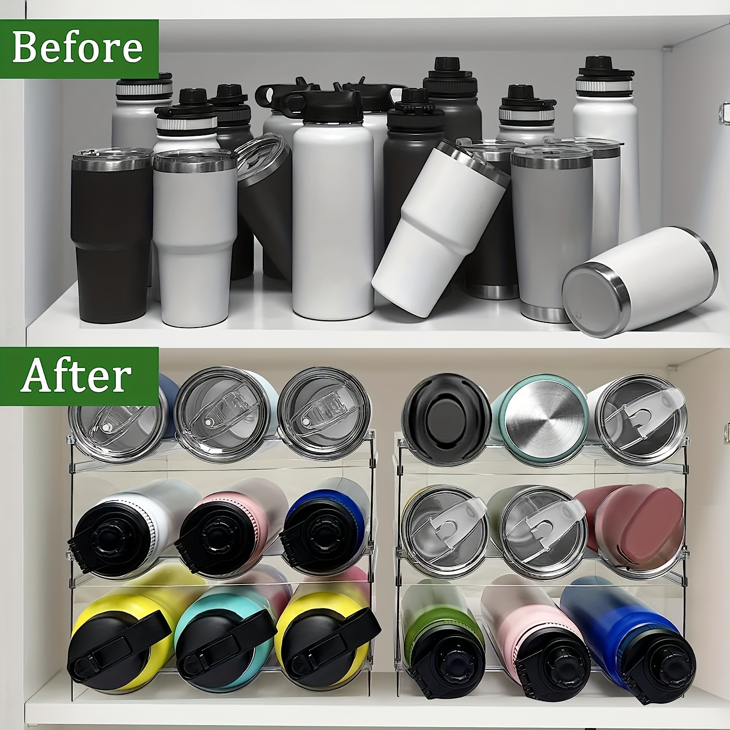  iDesign Recycled Water Bottle Organizer Bin for Kitchen,  Basement, Garage Fridge, Set of 1, Clear Plastic : Home & Kitchen