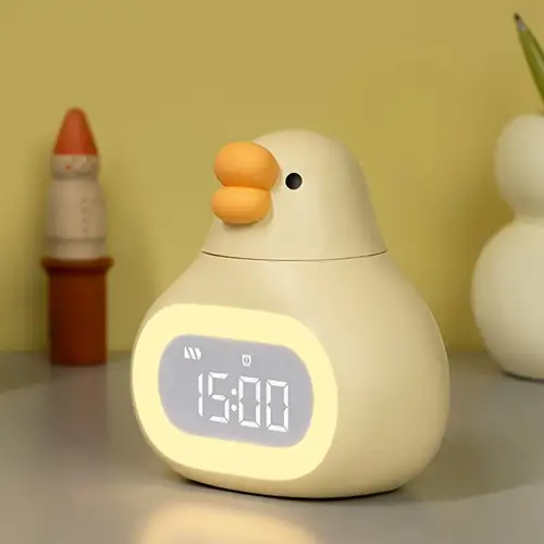 Reloj despertador de conejo para niños con luz nocturna, 6 tonos de  llamada, bonito control táctil y reloj de repetición recargable para  dormitorio de