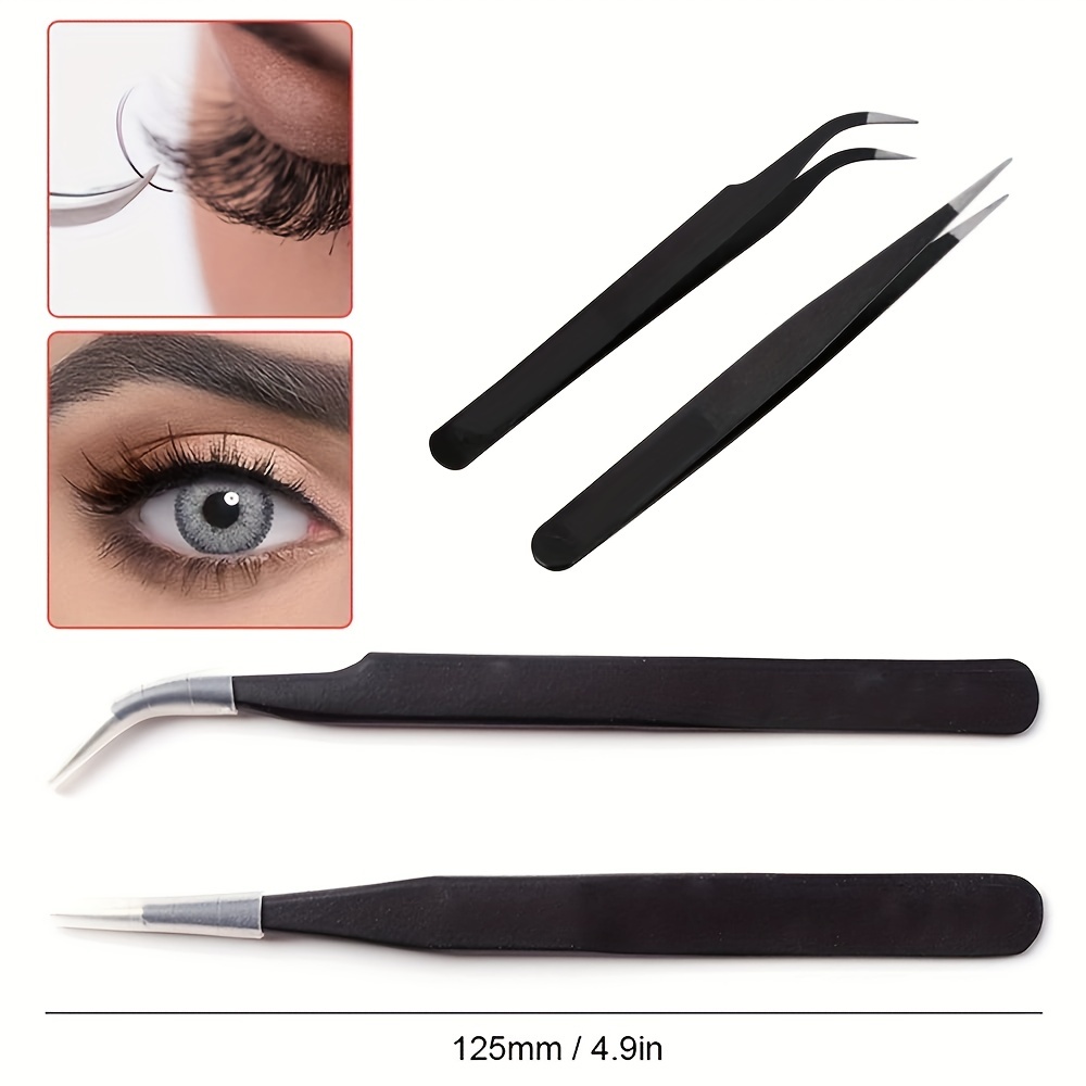 2pcs Craft Tweezers Stainless Steel Precision Tweezers Eyelash Applying  NailArt