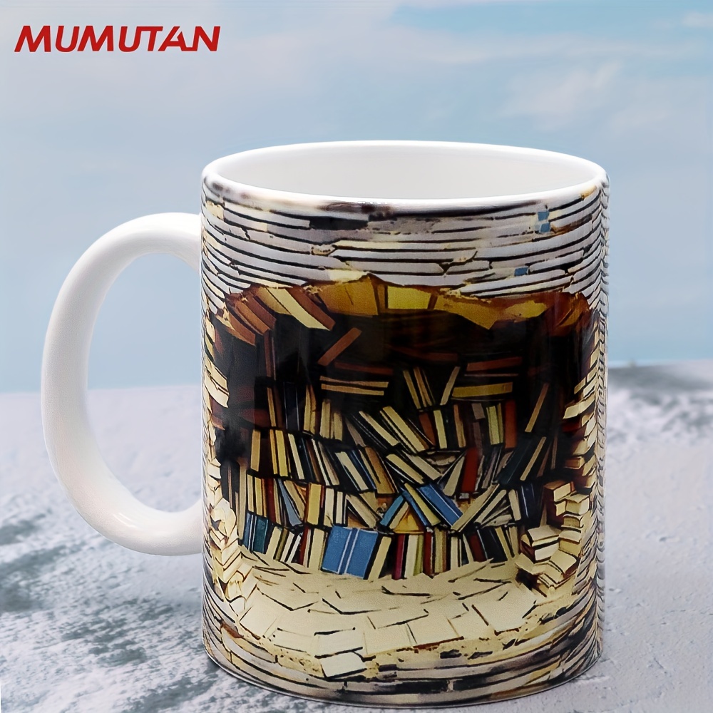 3D Bookshelf Mug，A Library Shelf Cup，Creative Space Design Multi-Purpose  Mugs，3D White Mugs，Book Lovers Coffee Mug，A Gift for Readers