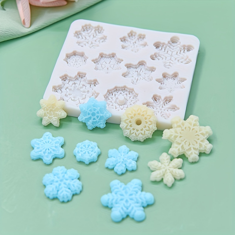 2 Pieces 3d Snowflake Fondant Mold Christmas Snowflake Silicone Cake Candy  Mold For Cake Cupcake Polymer Clay Crafting Project (pink)