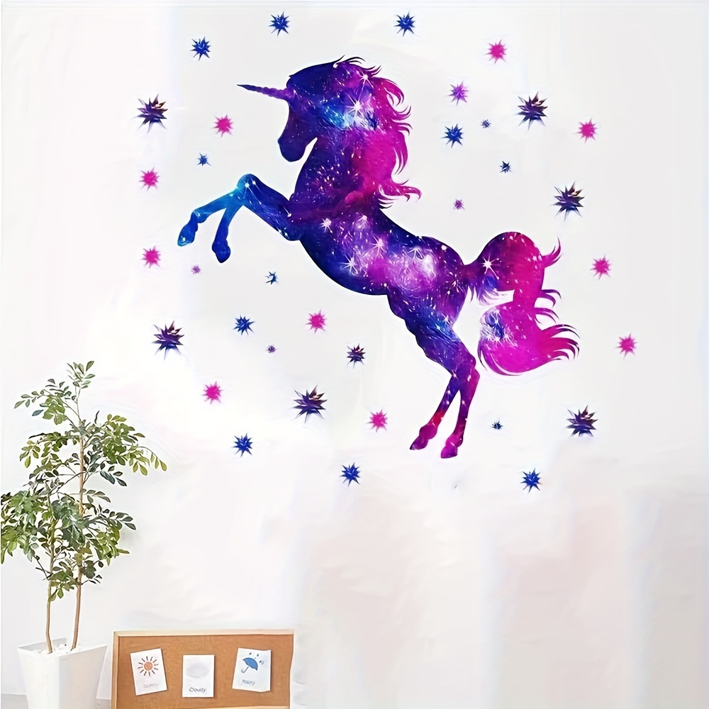 Unicorn Wall Decals - Custom Name Wall Decor for Girls - Galaxy Rainbow  Wall Art - Personalized Little Girl Room Decoration - Nursery Wall Decor