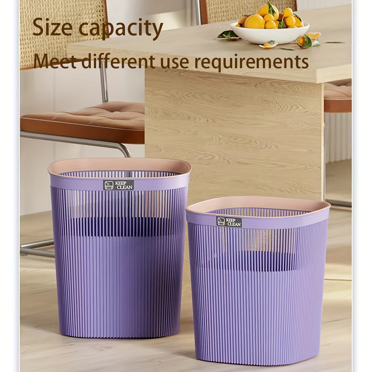 Plastic Lidless Trash Can, Medium Garbage Can With Pressure Ring, Kitchen  Bathroom Bedroom Living Room Dorm Office Toilet Garbage Can - Temu United  Arab Emirates