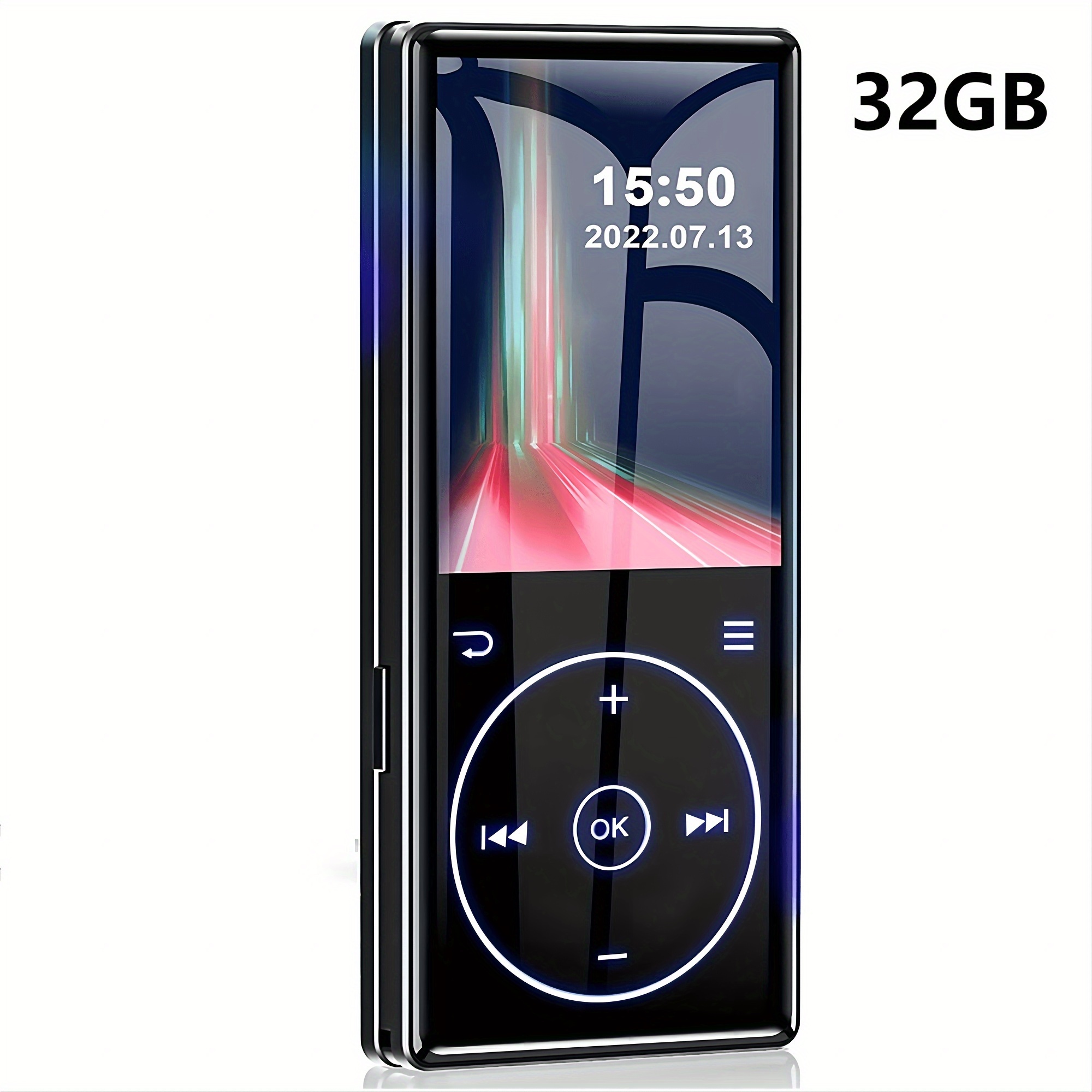 Reproductor MP3 de 32 GB con Bluetooth 5.0, reproductor de música portátil  sin pérdida para niños con radio FM, altavoz, grabadora de voz, botones