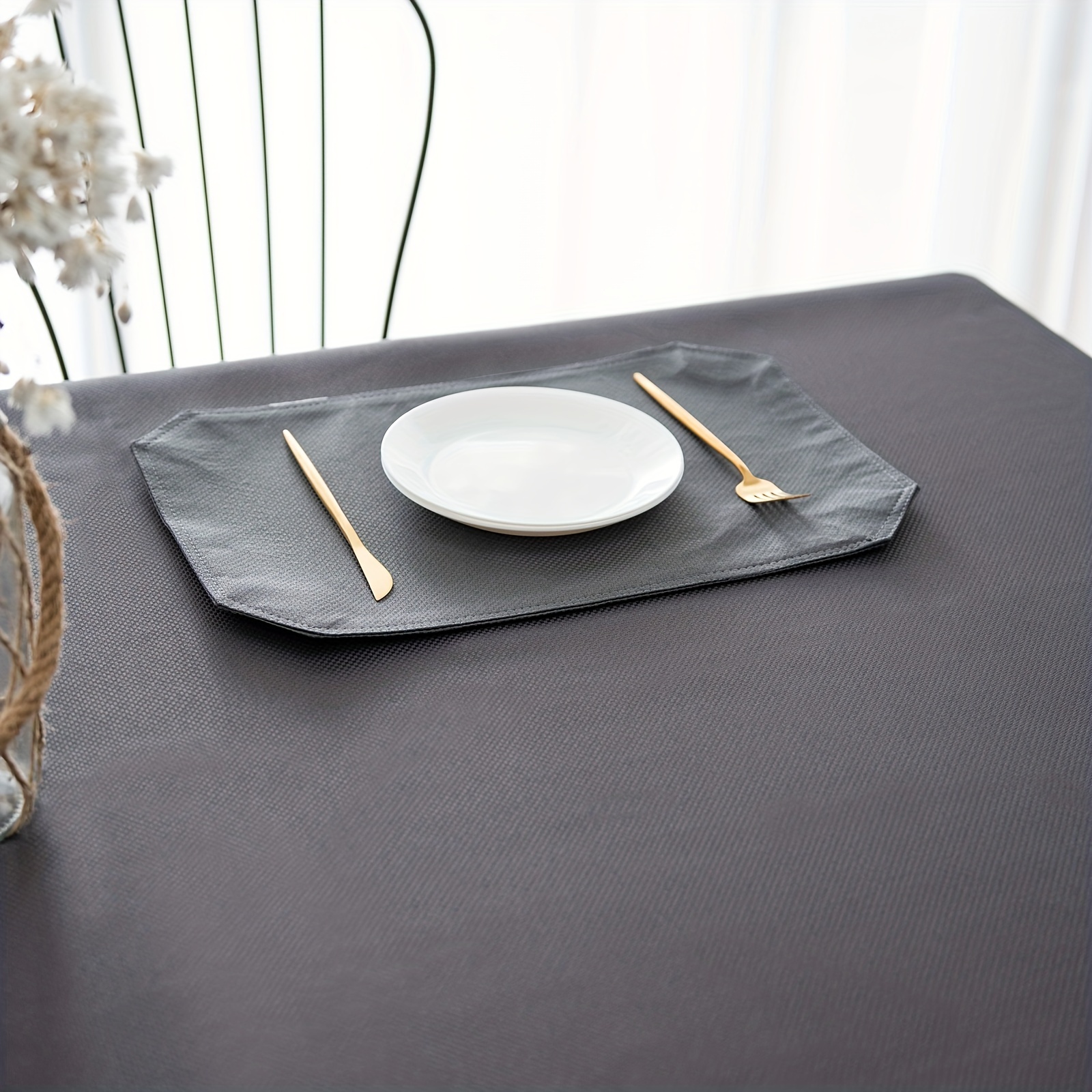 Rectangle Waffle Pattern Tablecloth, Stain Resistant, 152.4 x 213.36 cm
