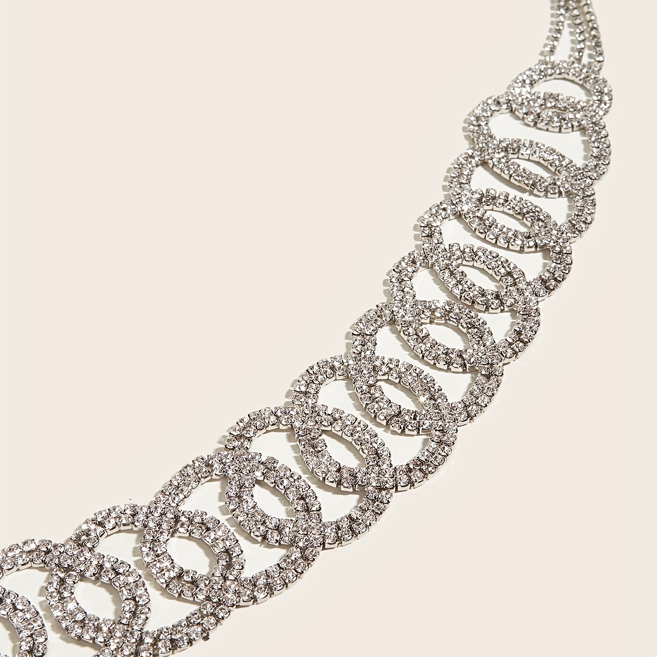 Golden Rhinestone Circle Decor Belt Double Circle Waist Chains