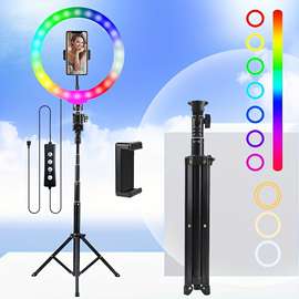 10 ring light with stand 65 tall phone holder 38 color modes selfie ring light with tripod stand stepless dimmable speed led ring light for iphone android for youtube makeup