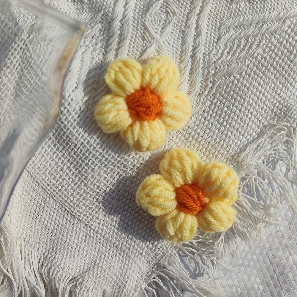 Colorful Wool Flower Braided Flower Crochet Clothing Patches - Temu