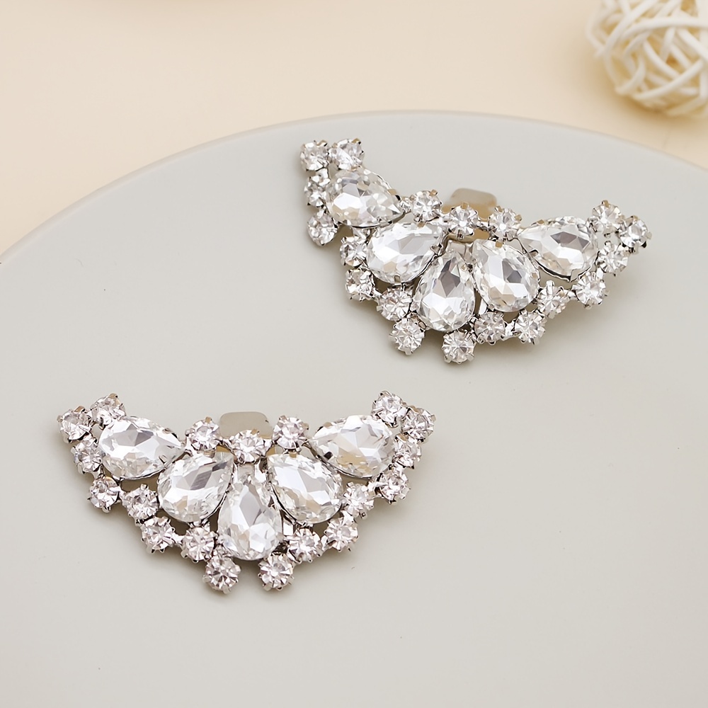 Crystal Rhinestone Shoe Clips DIY Floral Shoe Buckle Shoe Decoration for Wedding Party,Temu