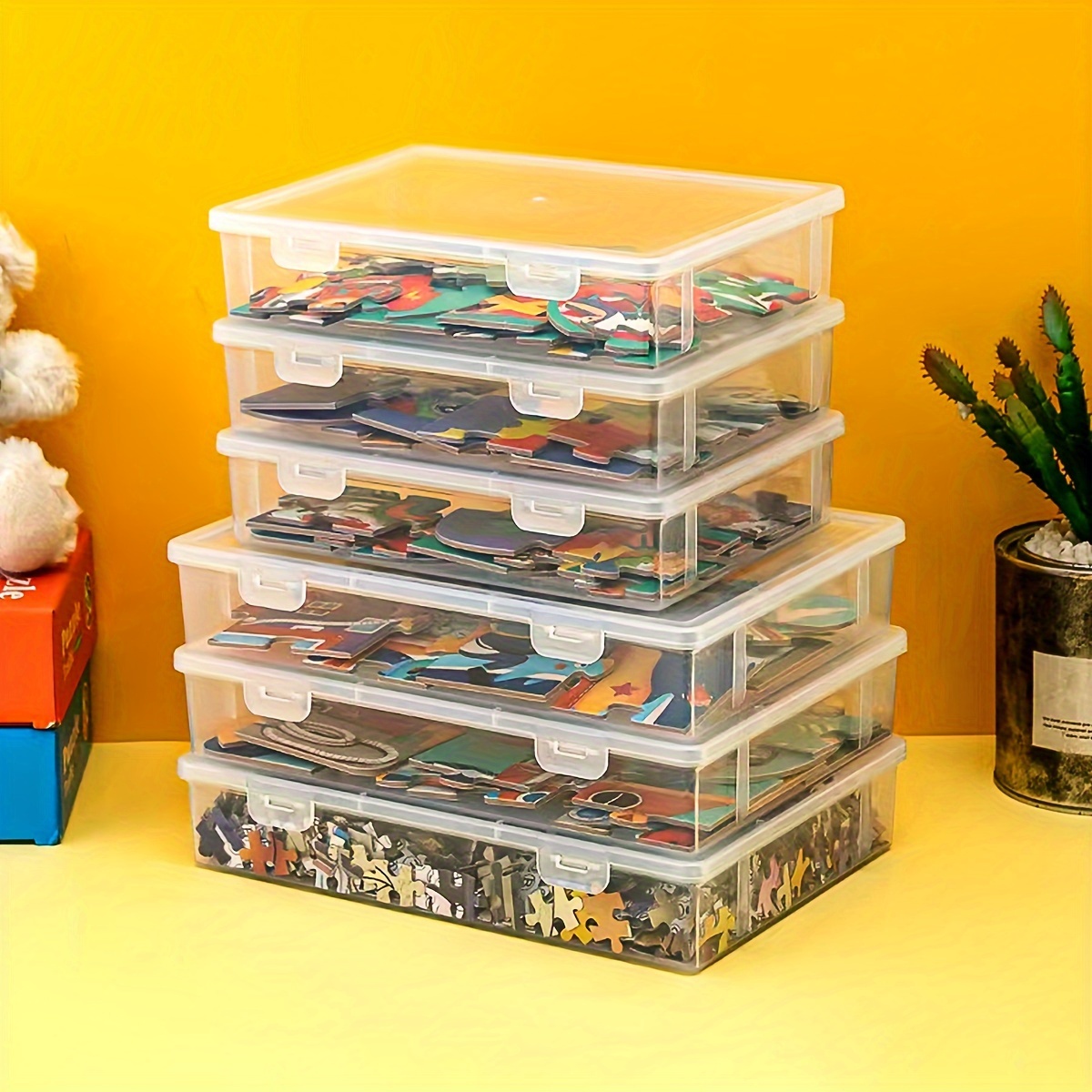 Caja de almacenamiento LEGO con tapa para niños, juguetes, bloques de  construcción, piezas de rompecabezas, caja