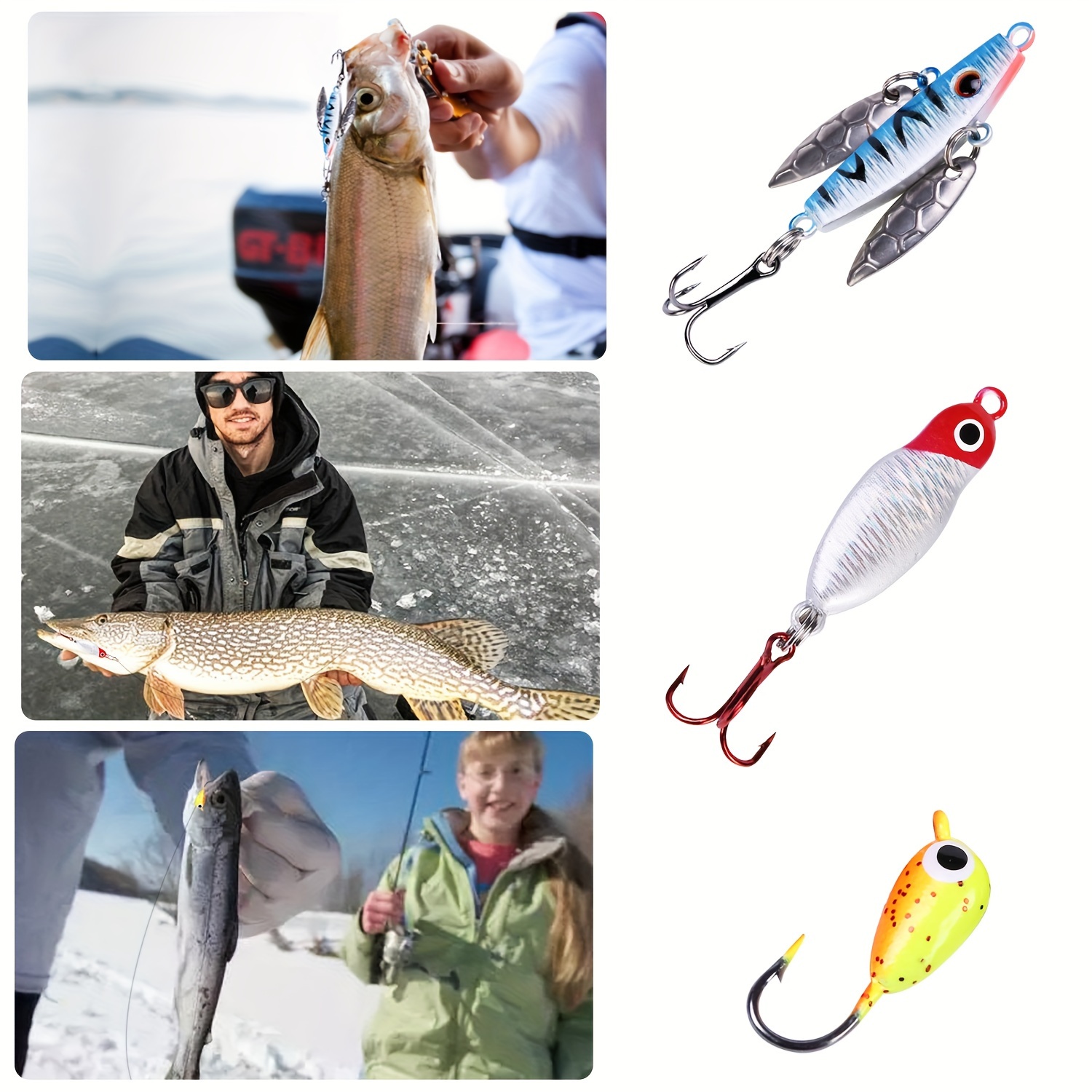 Sougayilang 27pcs Ice Fishing Lures Set, Fishing Hooks Tackle Kit For  Saltwater And Freshwater Bass Trout * Pike Walleye Winter Fishing Tackle Se