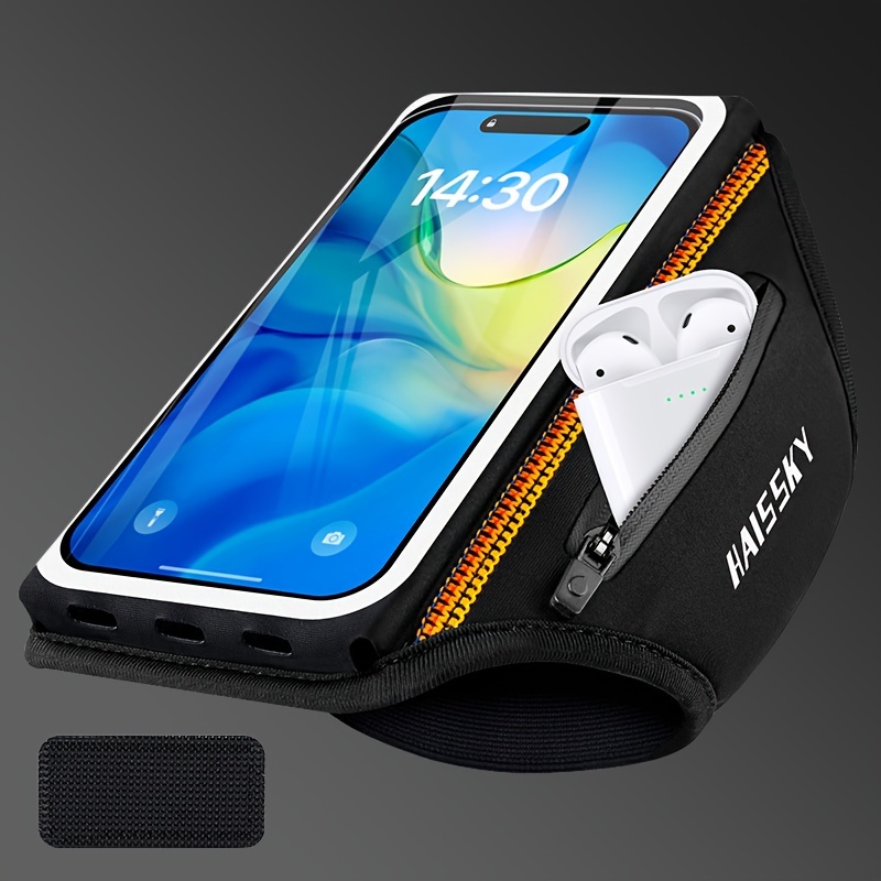 Brazalete para teléfono celular con bolsillo con cremallera, soporte para  llaves de teléfono de hasta 6.9 pulgadas para iPhone 14 Pro Max/12 13 14