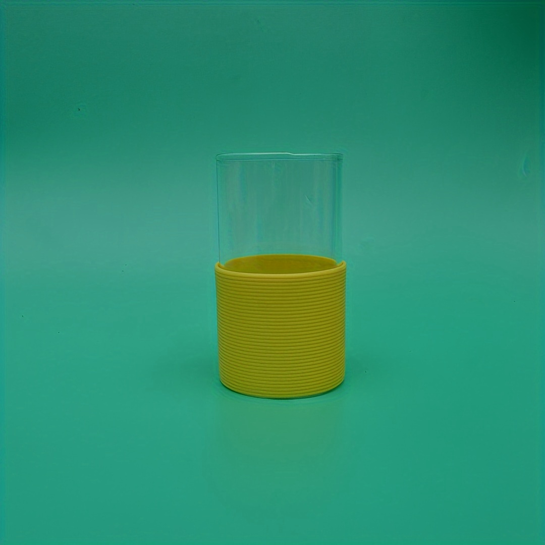 Glass Cup With Silicone Sleeve Water Cup With Non slip Heat - Temu