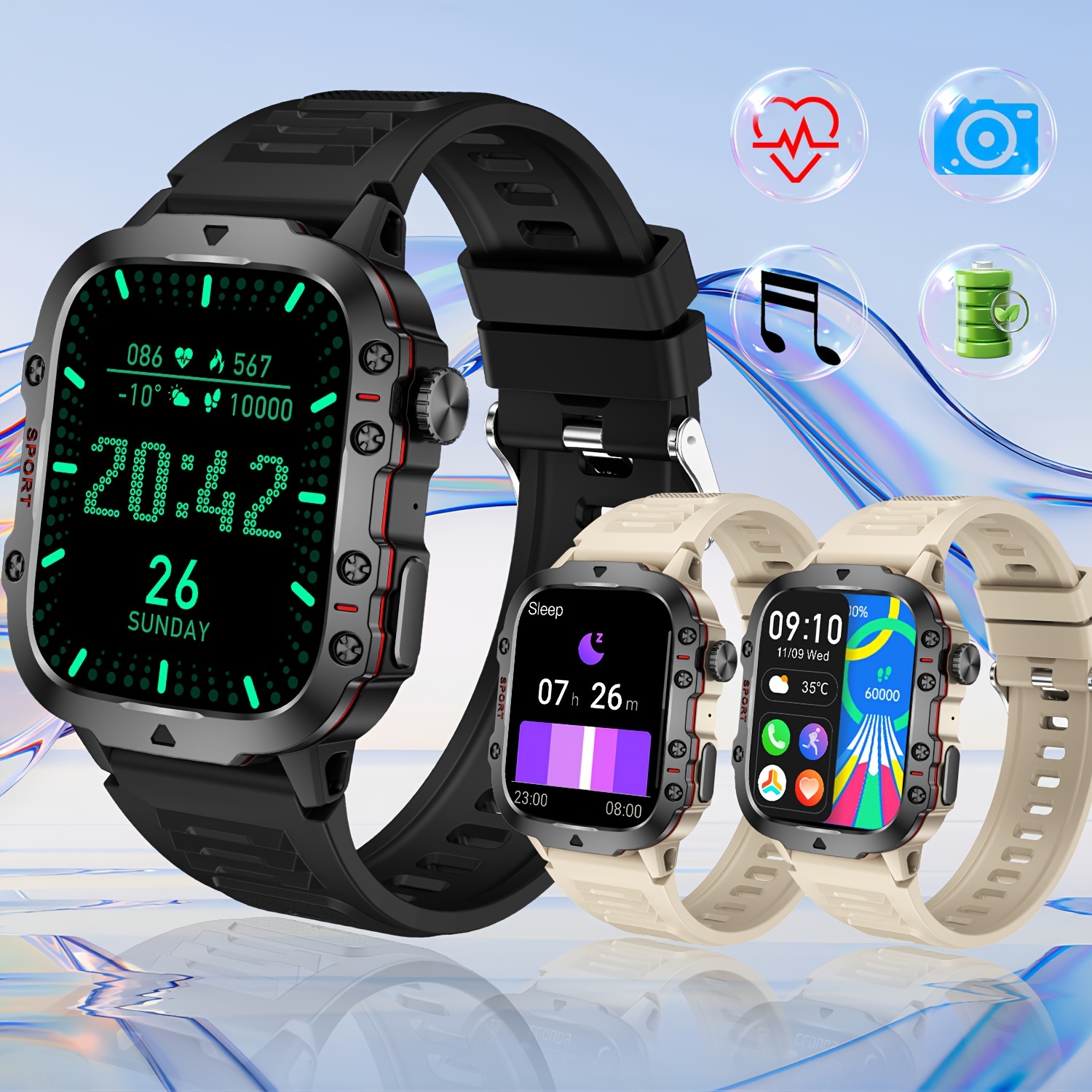 Reloj inteligente para hombres Android iPhone: Reloj inteligente con  llamada y texto IP68 Rastreador de ejercicios