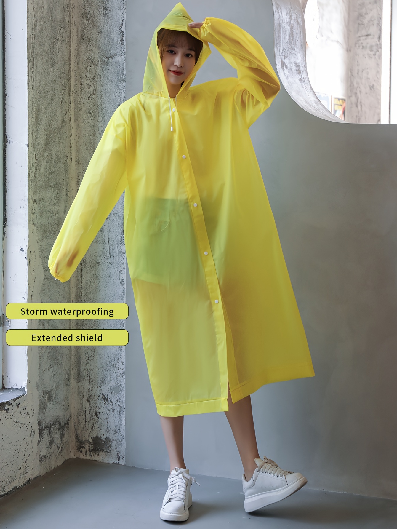 Solid Color Yellow Raincoat Eva Material Thickened Wear - Temu