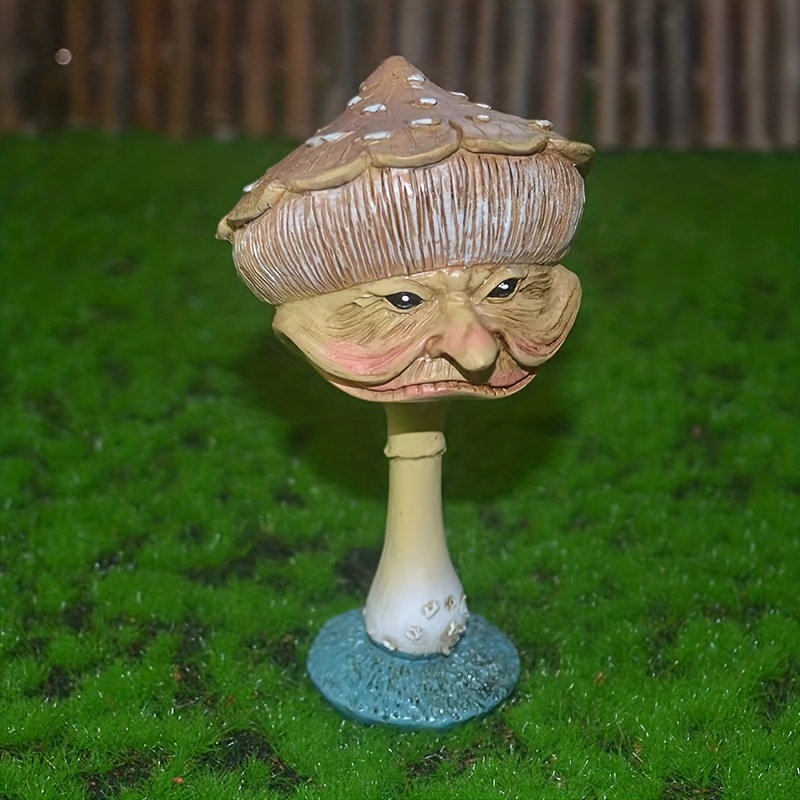 1pc drôle visage humain champignon résine statue, champignon grand-mère  jardin sculpture résine artisanat pour extérieur fée jardin chalet patio