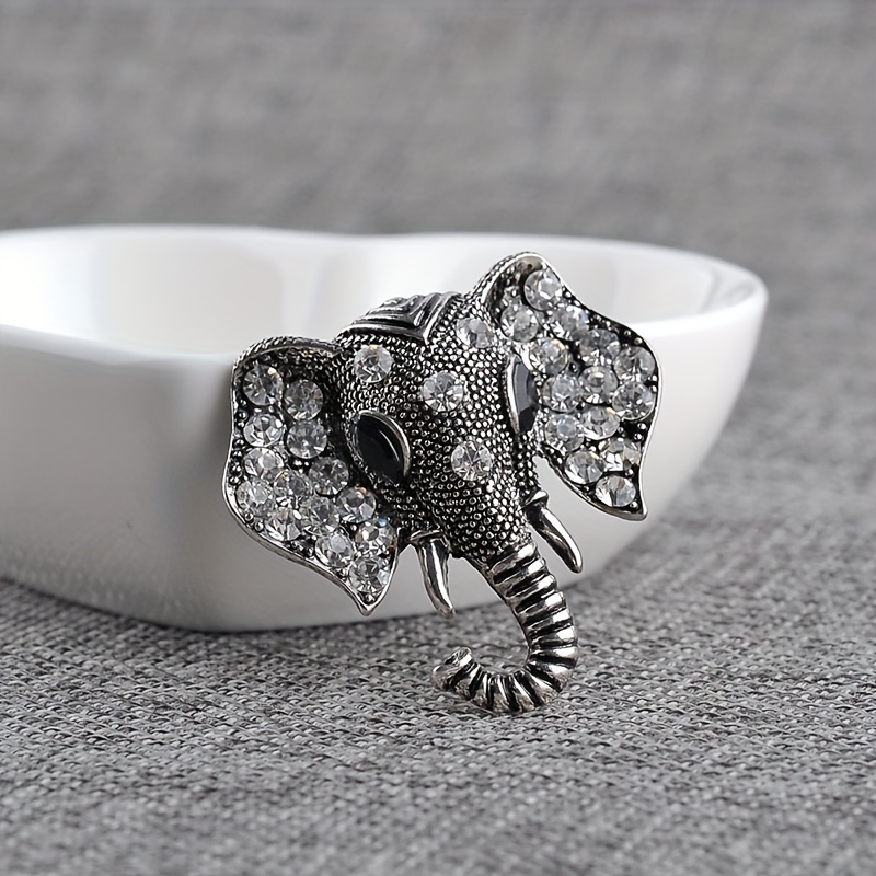 Elephant Retro Rhinestone Brooch Pin for Women
