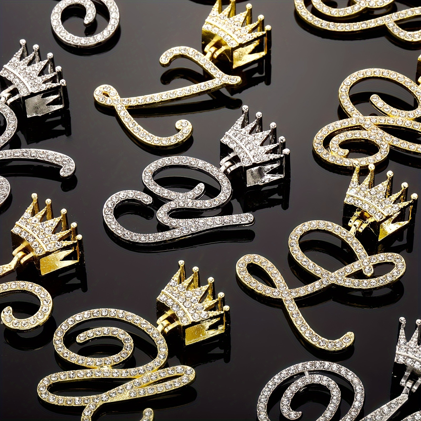 1pc Mode Luxus A z Krone Alphabet Anhänger Kette Halskette - Temu