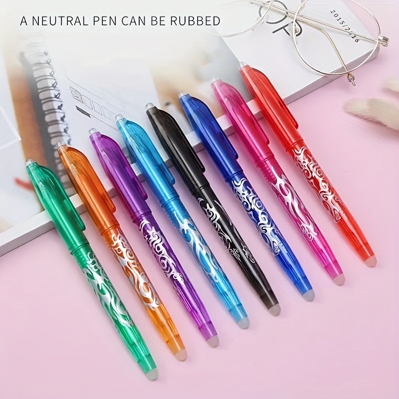 Stylo à bille effaçable et gel de dessin animé, lavable à la main,  accessoires scolaires pour