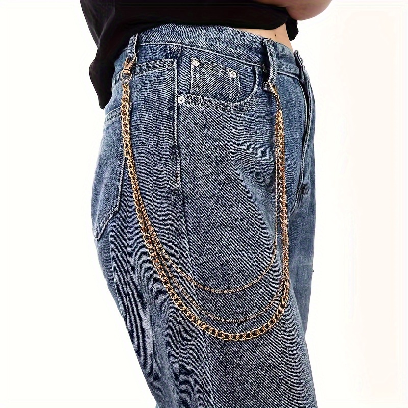 1/2/3 Layers Belt Chain for Jeans Wallet Pants Silver Pocket Chain Hip Hop  Rock