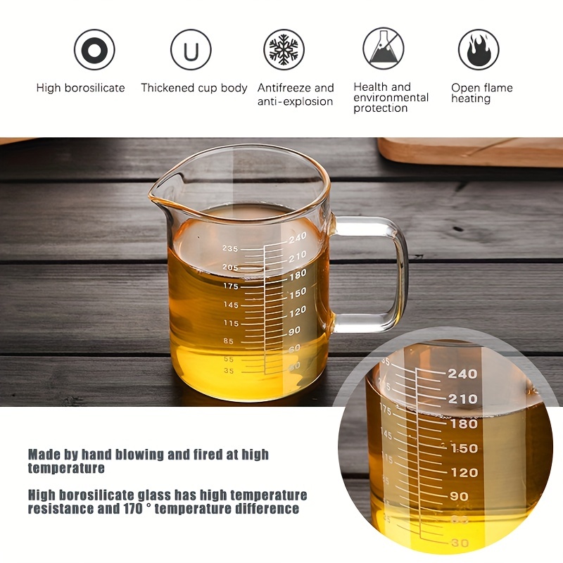 Glass Measuring Cup, [Insulated handle, V-Shaped Spout], 77L High  Borosilicate Glass Measuring Cup for Kitchen or Restaurant, Easy To Read,  500 ML
