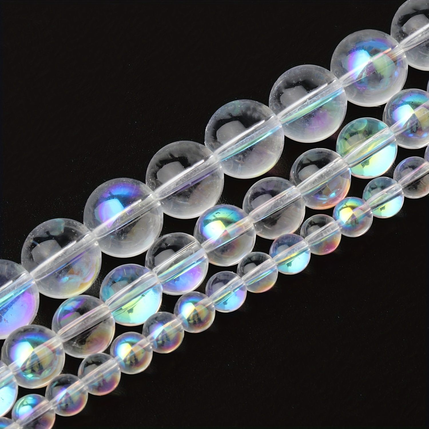 Matte Aurora Crystal Glass Beads Glitter Round Loose Halo - Temu