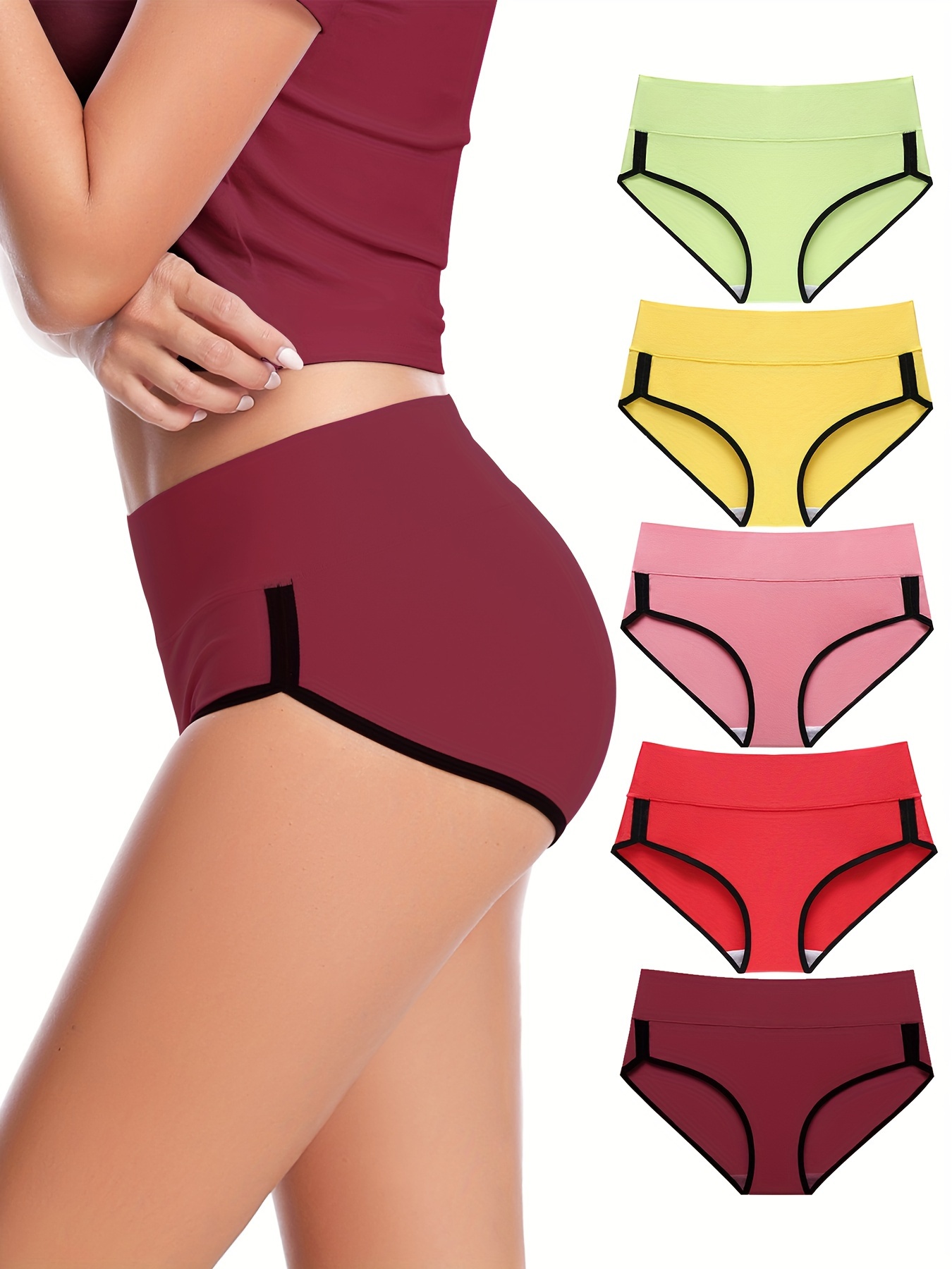 Plus Size Simple Panties Set Women's Plus Seamless Contrast - Temu