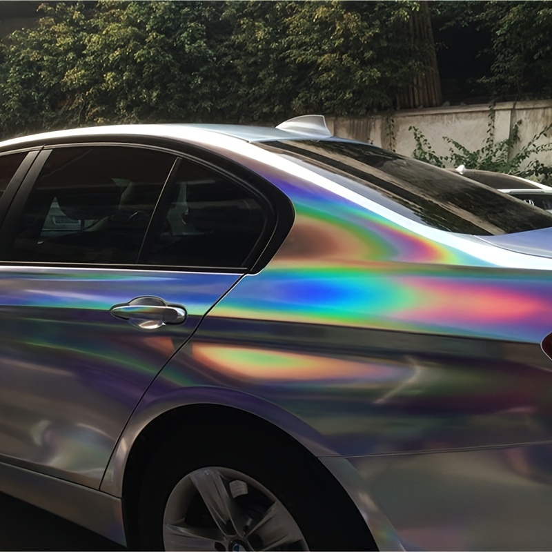 Holographic Laser Chrome Iridescent Vinyl Film Car Wrap Silver