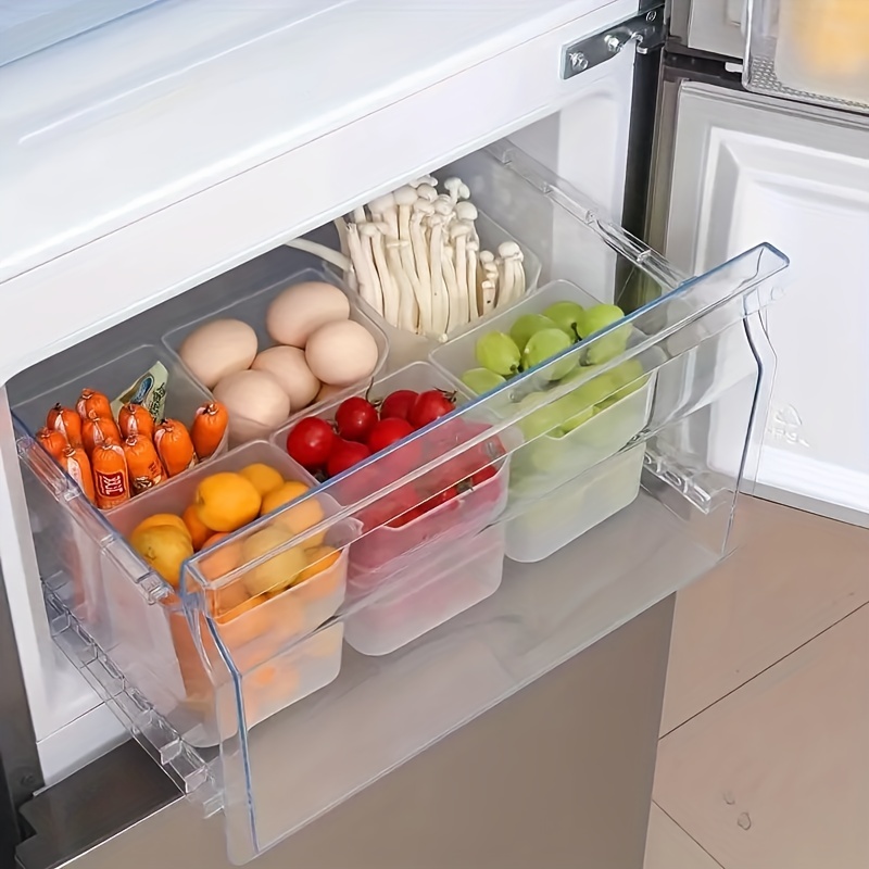 1pc Refrigerator Side Storage Box Organizer, Kitchen Fridge Door Shelf  Container For Food Fresh-keeping And Sorting