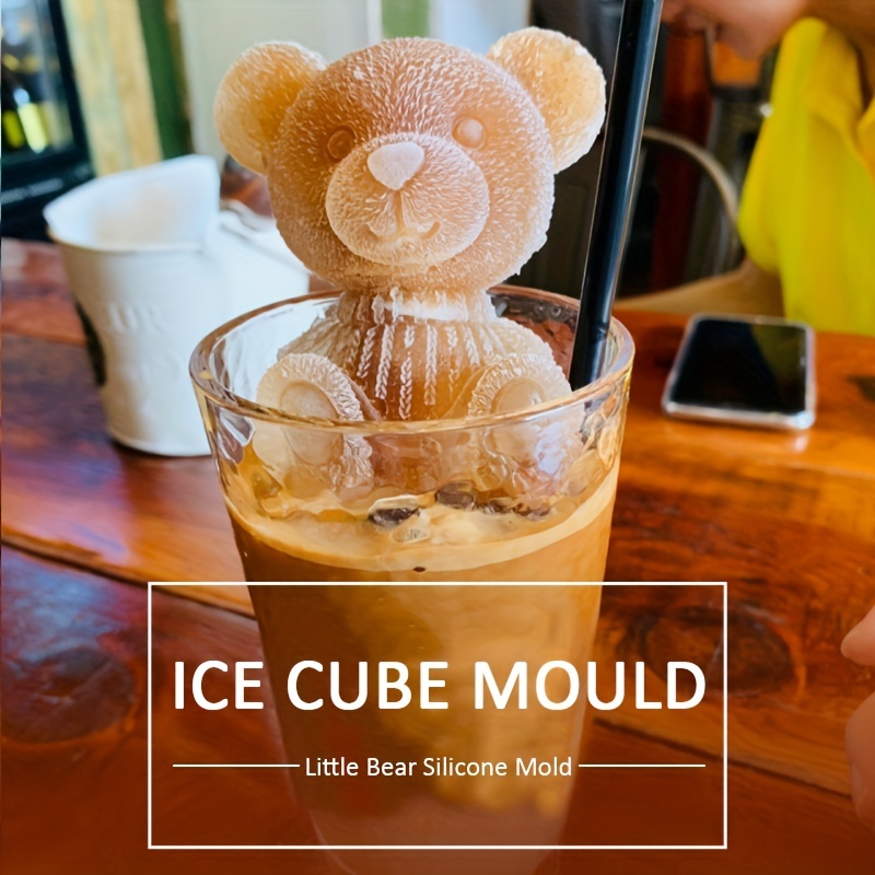 3D Teddy Bear Silicone Mold For Chocolate Ice Cube Making Molds Bow-knot  Bear Ice For Coffee Decoration Soft Silicone Material