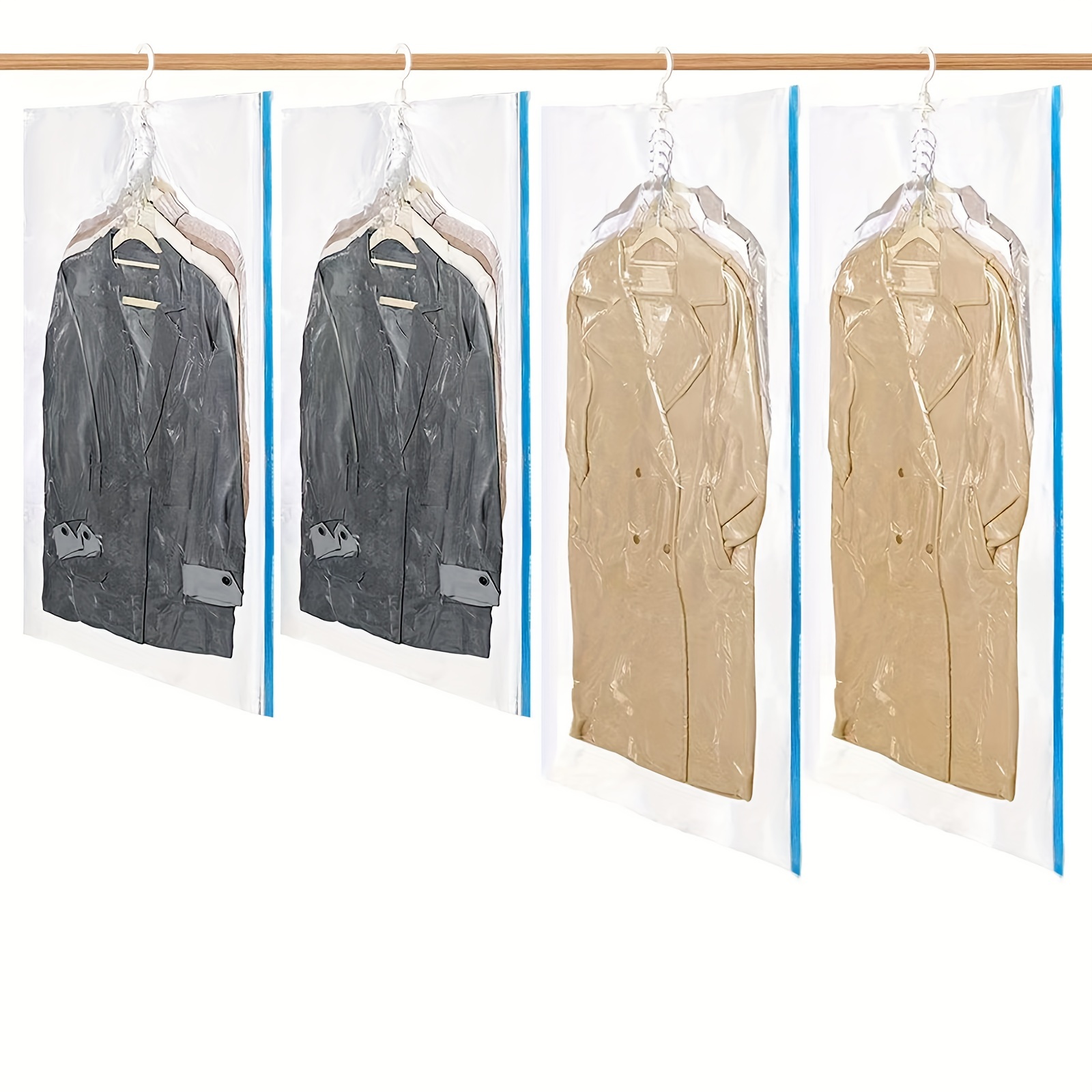 Hanging Vacuum Storage Bags Space Saver Bags for Clothes Vacuum Sealer Set  of 4