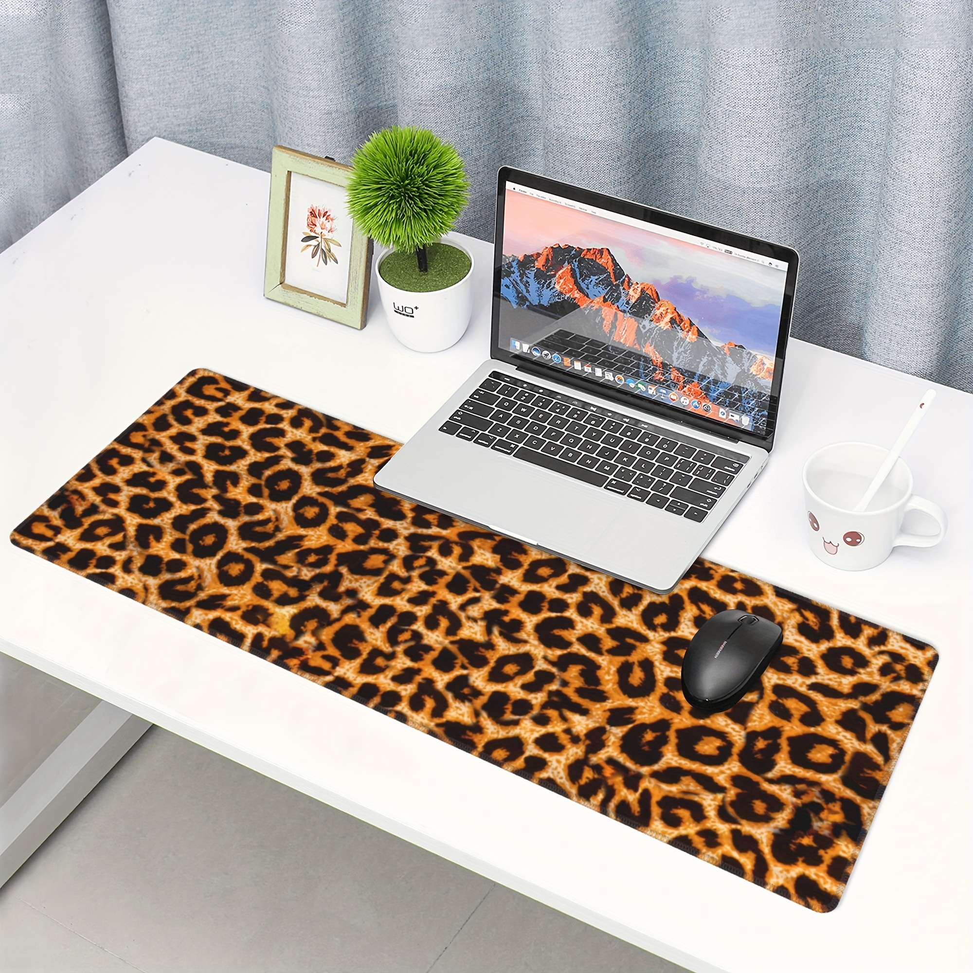 Mouse pad Pink Cheetah Mousepad Plants Office Decor for Women Men