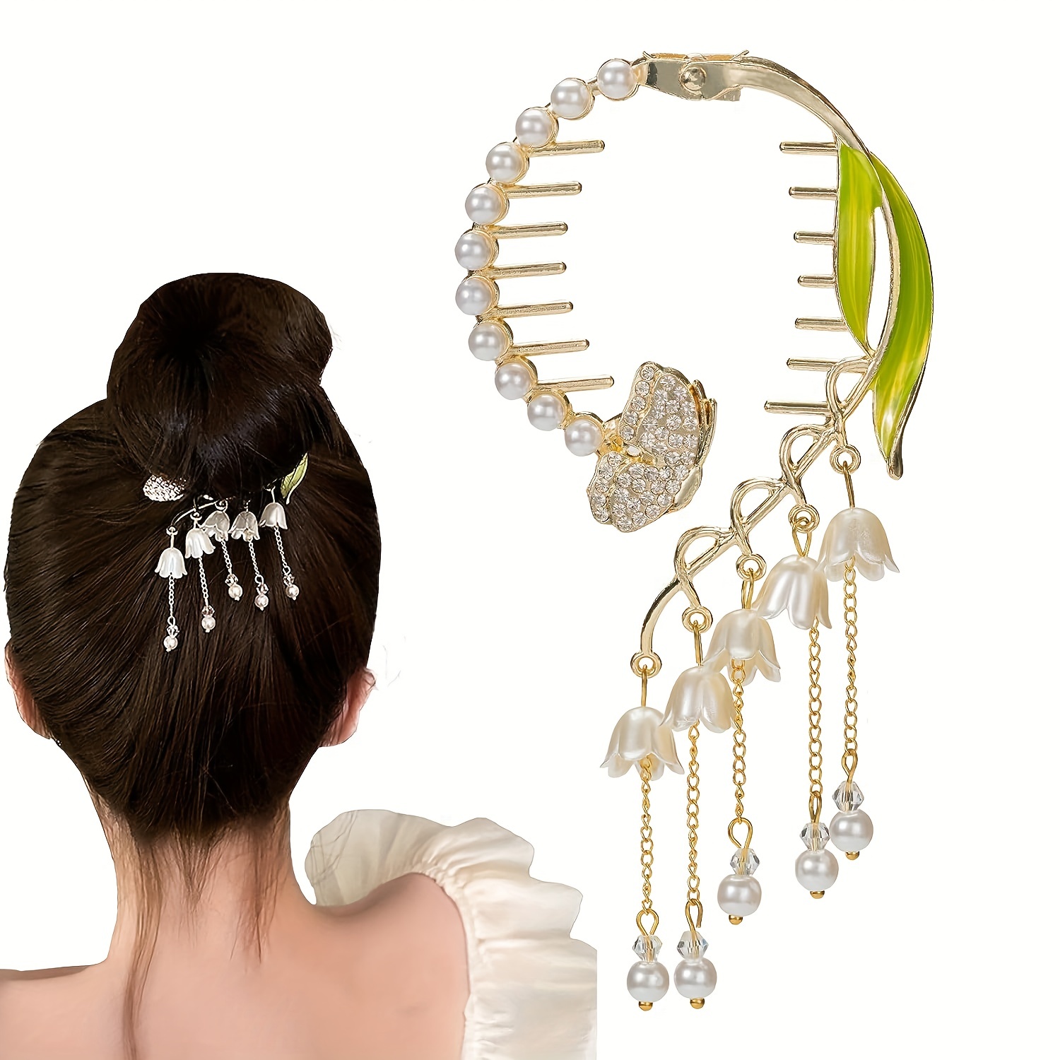 Fashion Women Hairpins Rhinestone Pearl Hair Clip Claws Barrettes Hair  Combs M5S4 