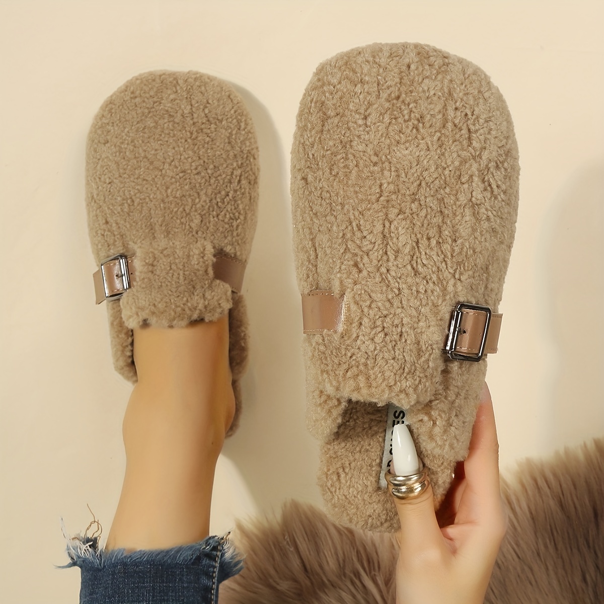 Fluffy on sale mules slides