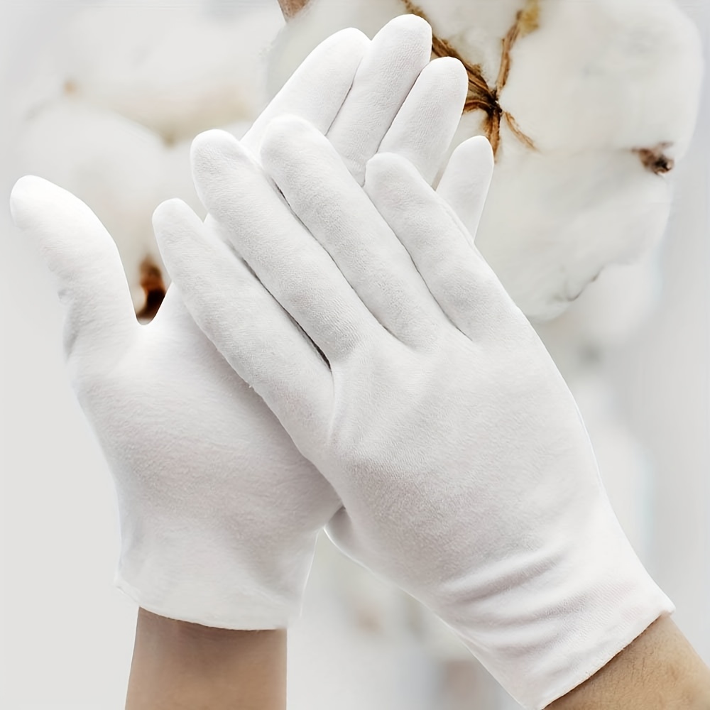 12 pares de guantes blancos de algodón, guantes de algodón suave