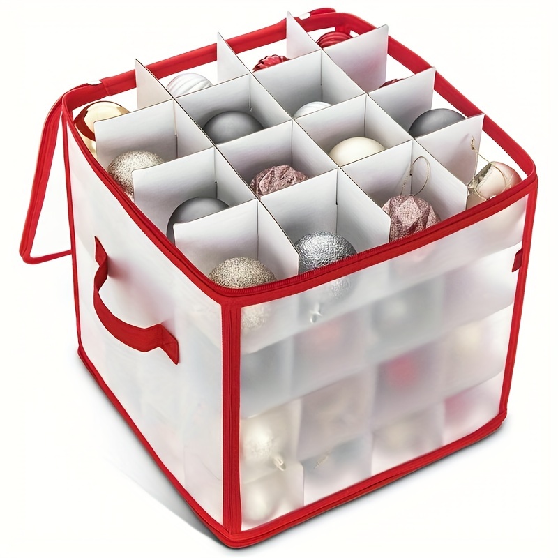 Christmas Bauble Storage Bag With Zipper White Christmas - Temu