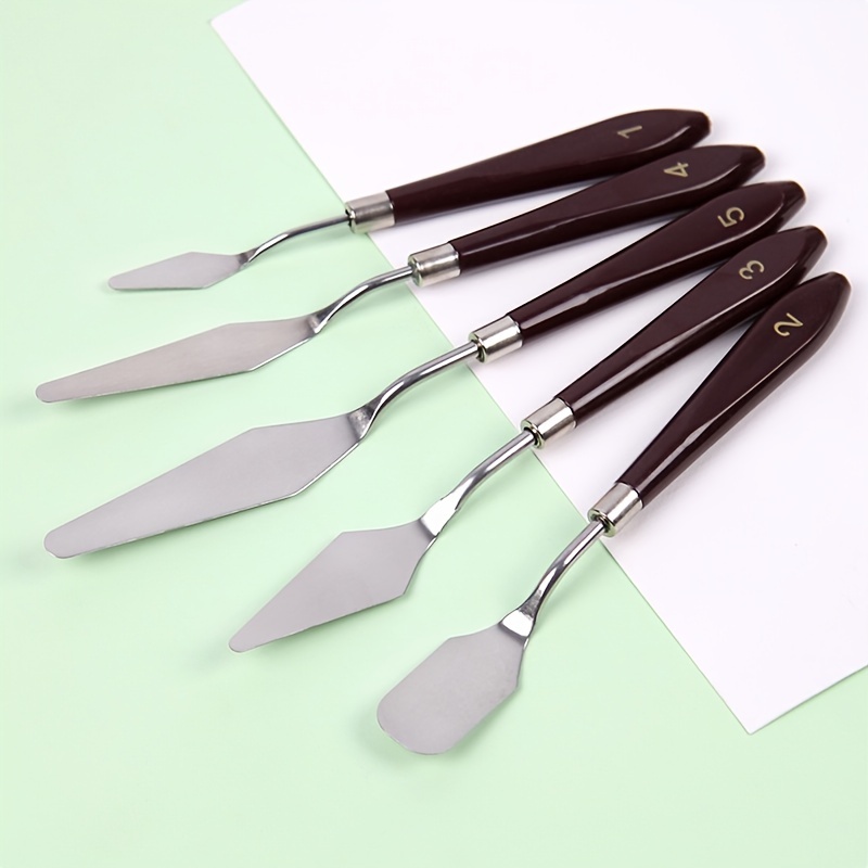 Cake Cream Spatula 5 Pieces/Set Stainless Steel Frosting Spatula Baking  Pastry Tool, Mixing Scraper Set Cake Icing Oil Painting Decorating Scraper  Cre