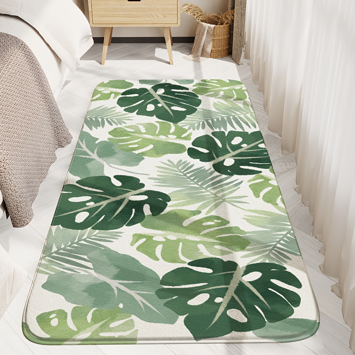 Lahome Green Runner Rug for Entryway Indoor, Floral Hallway Kitchen Runner  Rugs Non Skid Washable Indoor Outdoor Rug Runner, Modern Low Profile Non