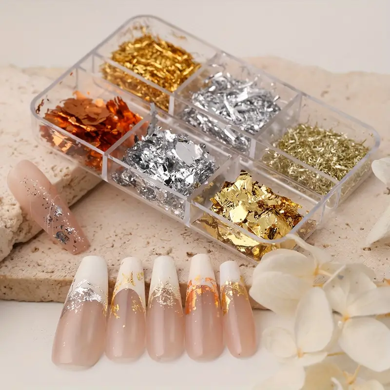 Nail Foil 3d Sparking Golden Flakes For Nails,metallic Nail