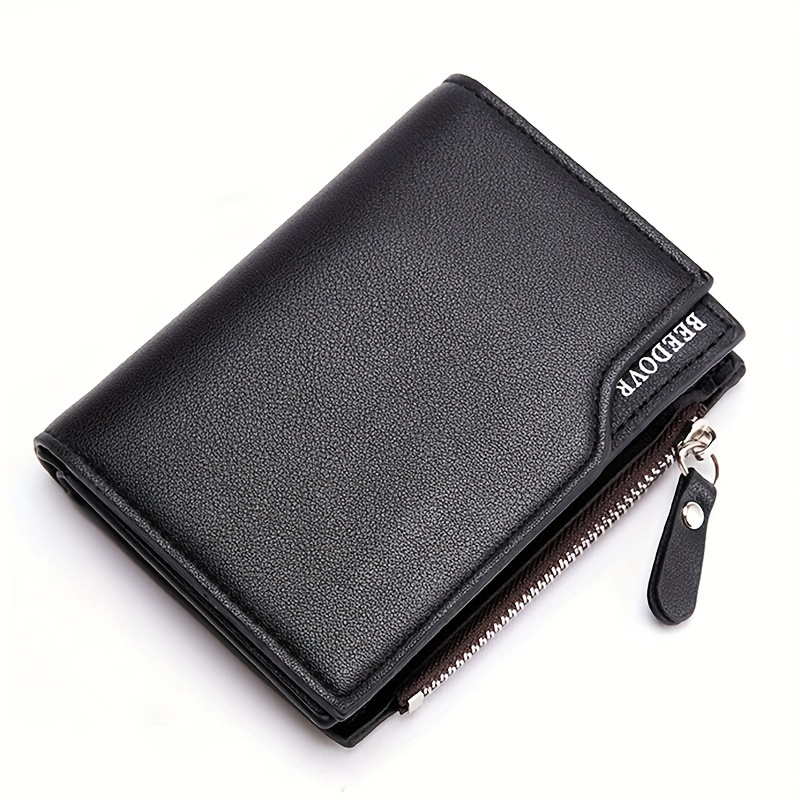 Wallet For Men Short Casual Business Foldable Bifold Wallets Pu Leather  Luxury Small Zipper Coin Pocket Purse - Temu