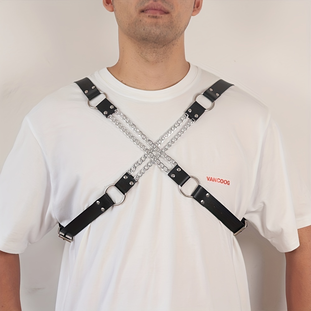 Leather Back Belt Adjustable Men Pu Body Chest Harness Suspenders Belt  Leather Vest Straps Braces Pu Belts Adjustable Vintage