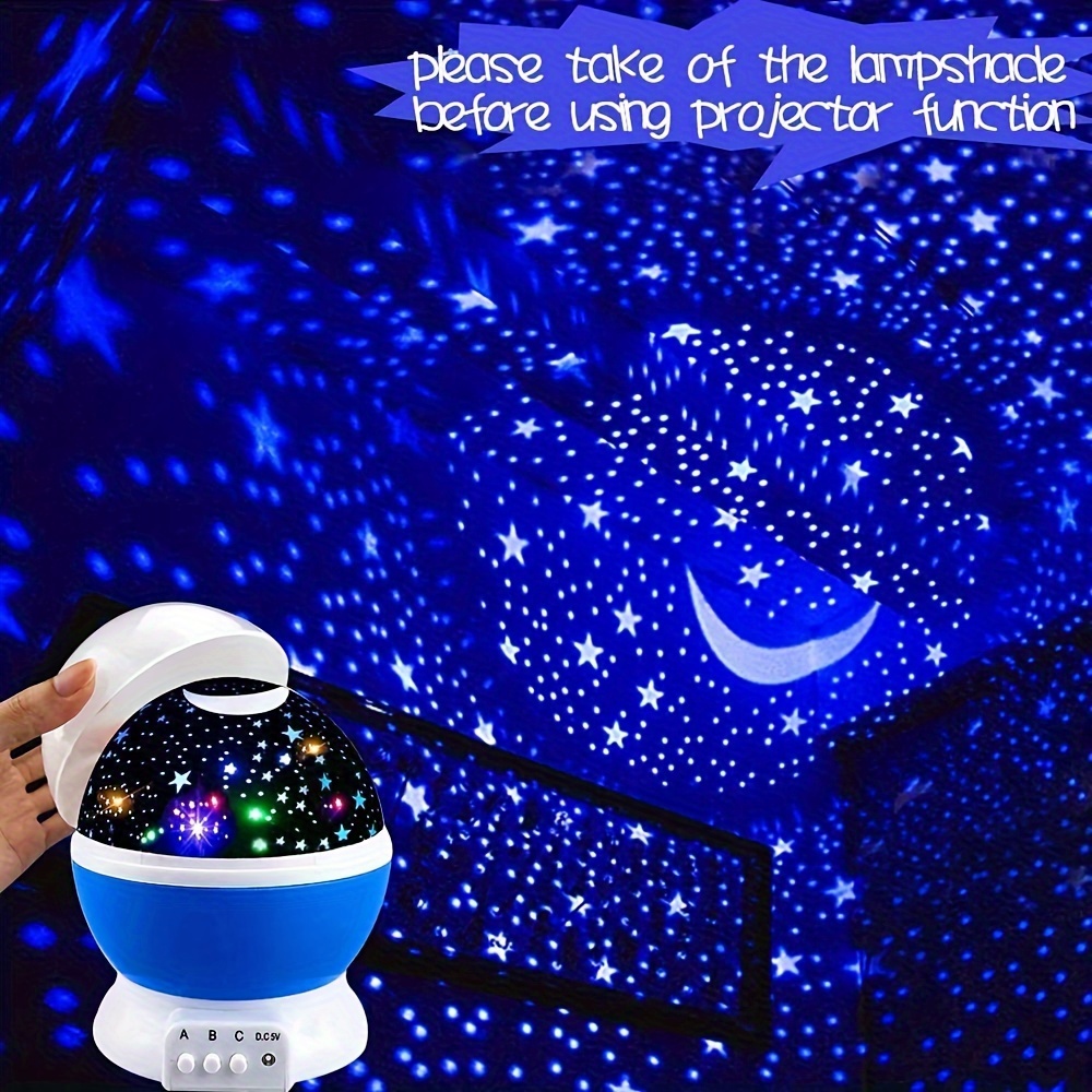 Proyector de luz nocturna para niños, proyector de luz de estrellas con  cable USB, rotación de 360 grados, lámpara de proyector de estrellas para