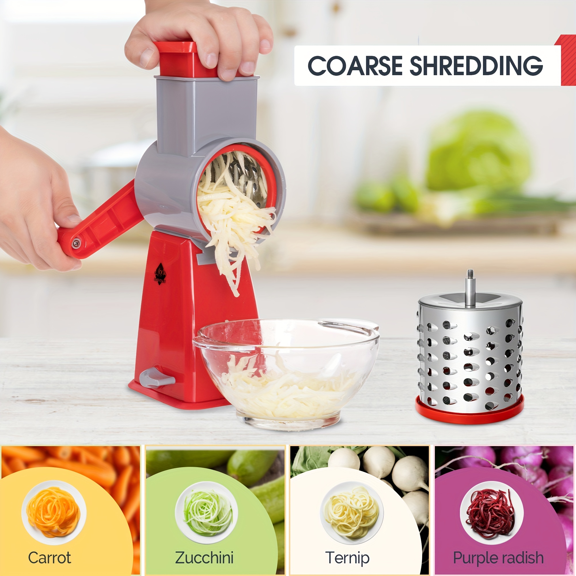 Stainless Steel Rotary Cheese Grater With Handle Perfect For - Temu