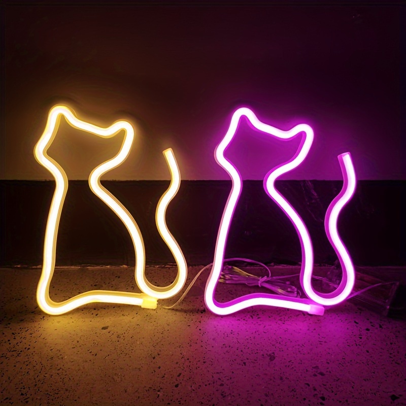 1pc Adorabile Luce Neon A Forma Gatto Alimentazione Doppia - Temu Italy