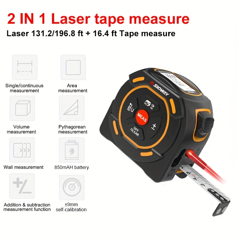 Bande de mesure de distance laser bande numérique mesure 2-en-1  distancemètre la