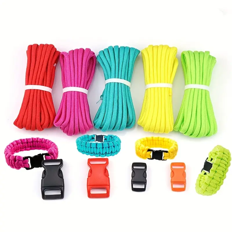 5 7 Core Paracord Rope With Buckle Portable Survival Paracord Rope Handmade  Diy Bracelet Accessories - Sports & Outdoors - Temu