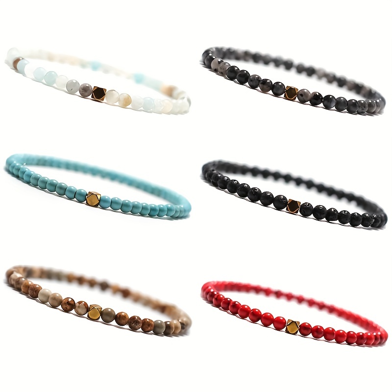 Natural Stone Turquoise Bead Bracelet for Men