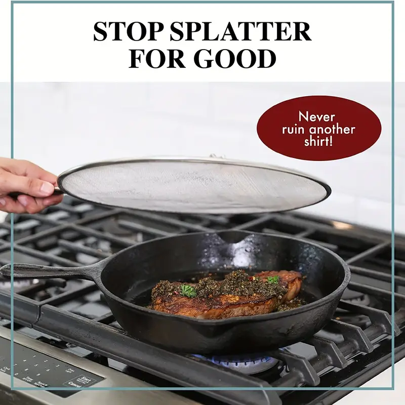Stainless Steel Splatter Screen For Frying Pan - Reduce Oil Splatter And  Cook With Ease - Temu