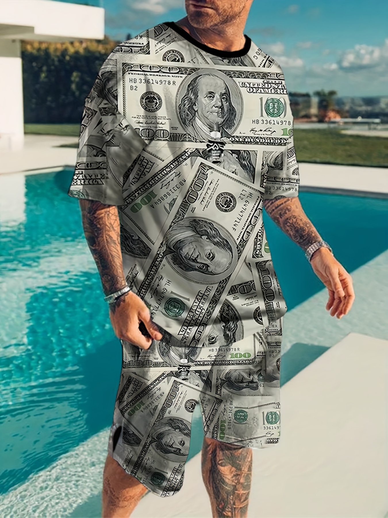 Men'S Novelty 3D Digital Print Comfortable Breathable Casual Sports Outfit