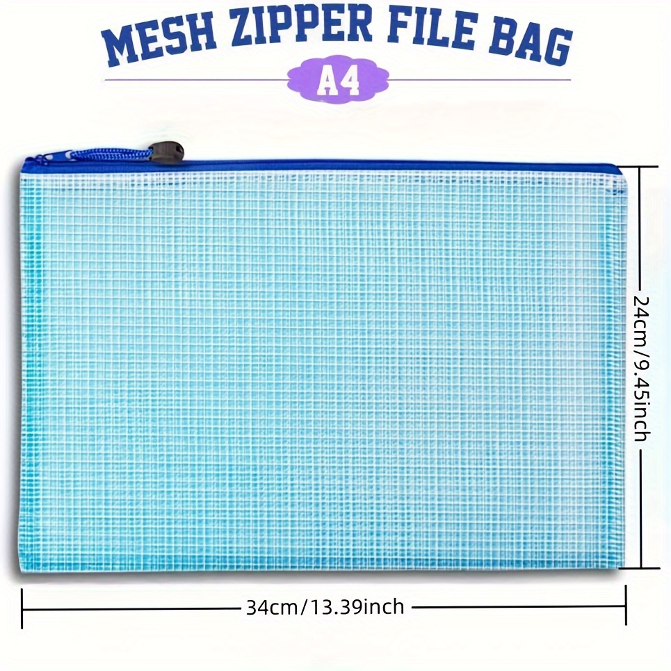 Mesh Zipper Pouch, A4 Letter Size Mesh Bags With Zipper, Document Bags,  Plastic Envelopes Zip File Folders, Storage Bags For Organization, Travel,  File Jackets & File Pockets - Temu